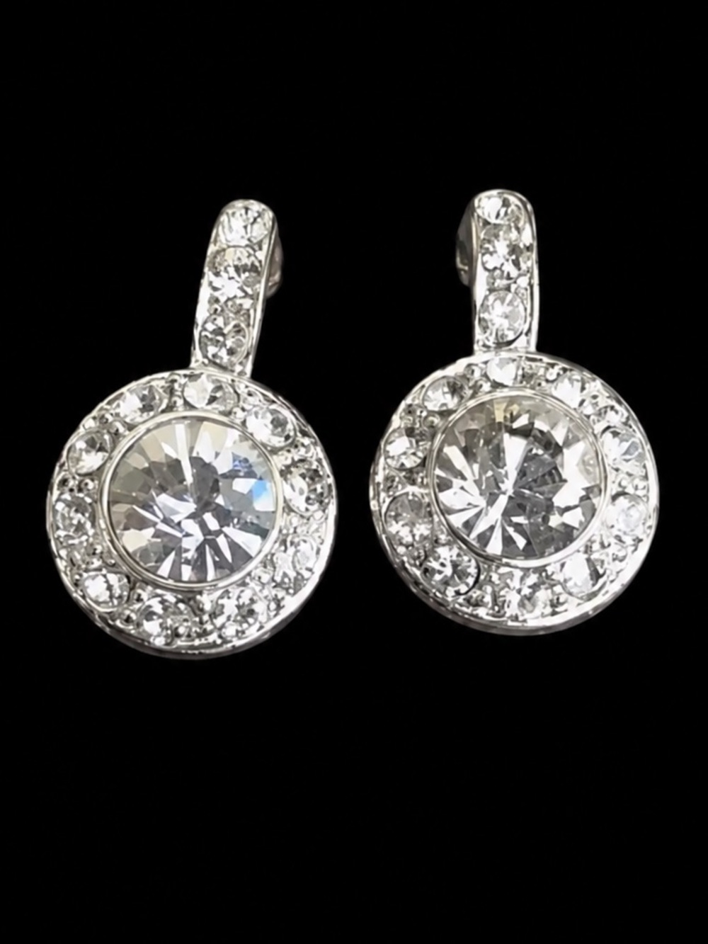 Vintage Silvertone Bling Pierced Earrings